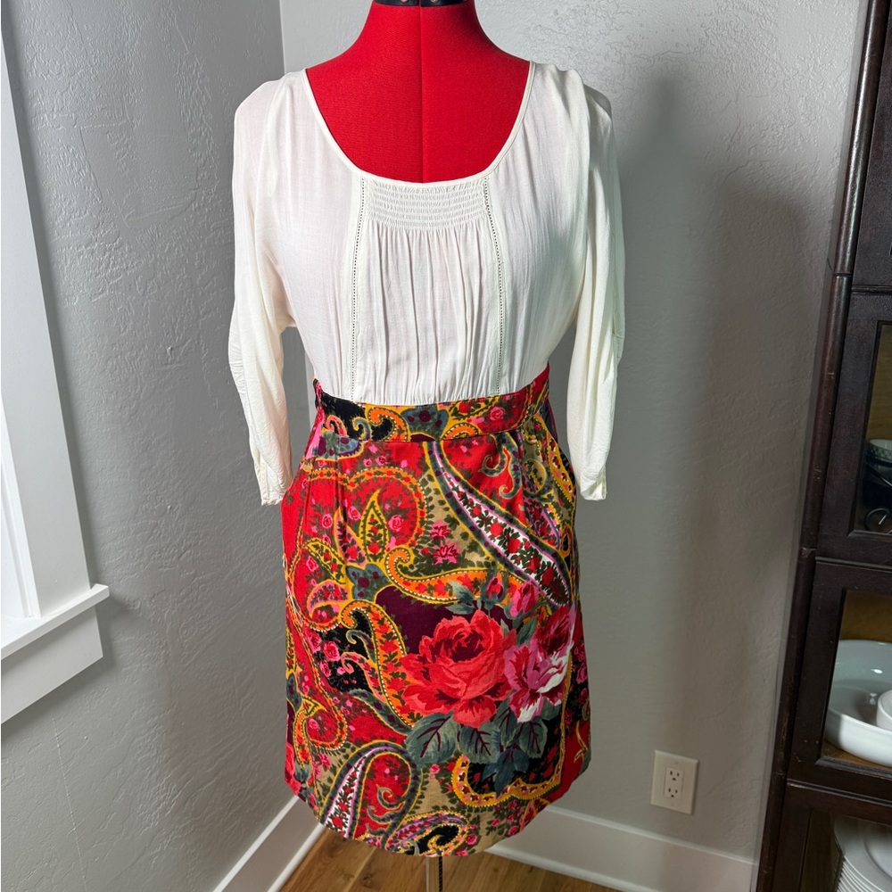 Anthropologie Edmé & Esyllte Floral Paisley Peasant Dress Size 4